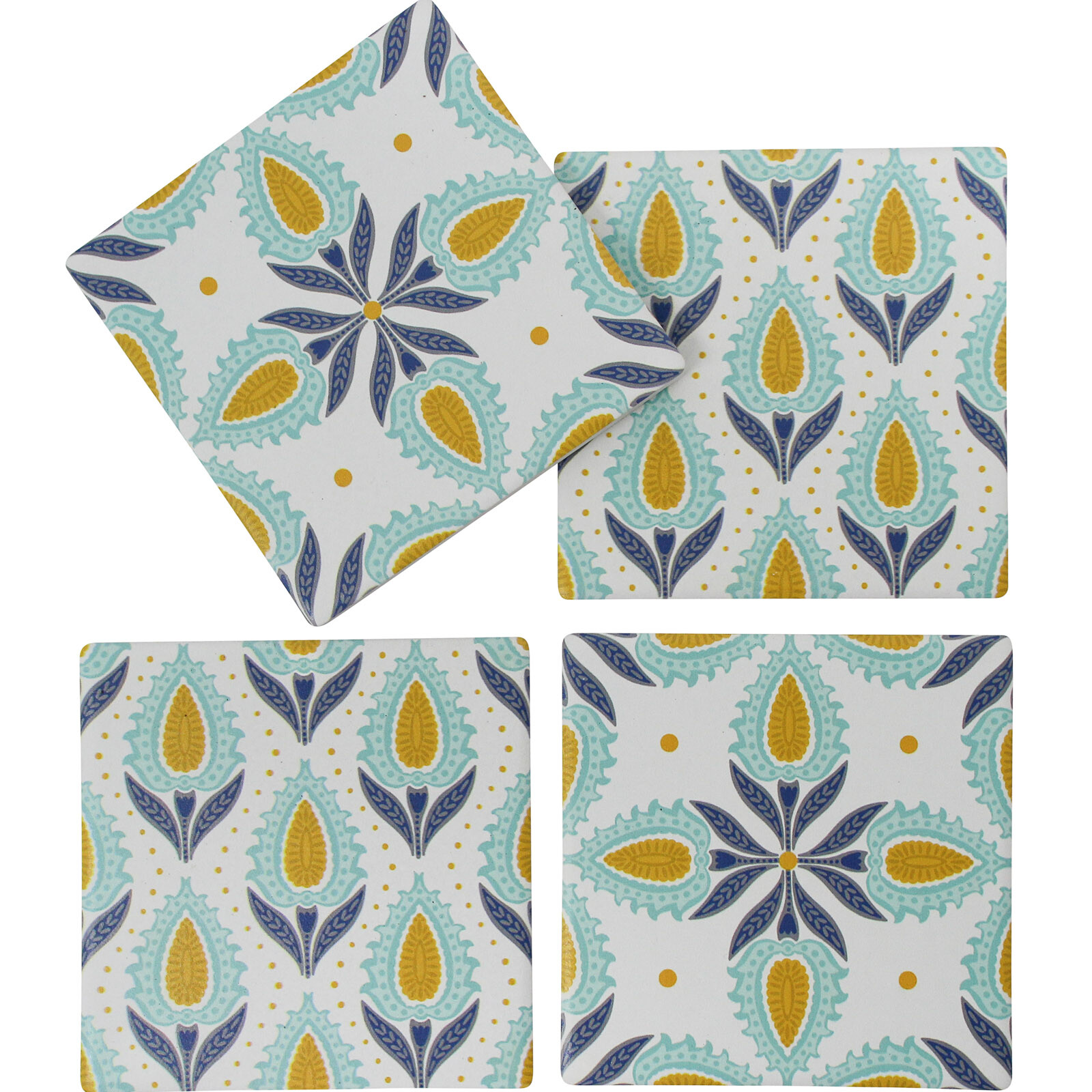 Coasters S/4 Turquoise Motif